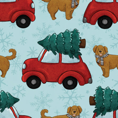 ClassicChristmas Car Dog