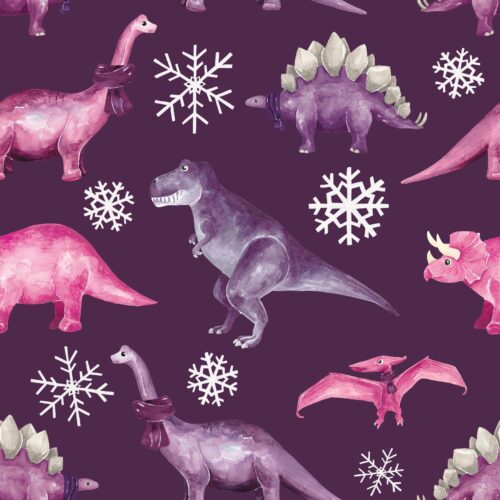 Dinosaur Christmas Girly Darkpurple