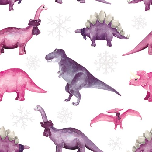Dinosaur Christmas Girly White