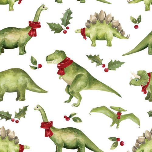 Dinosaur Christmas Winterdinos Green White
