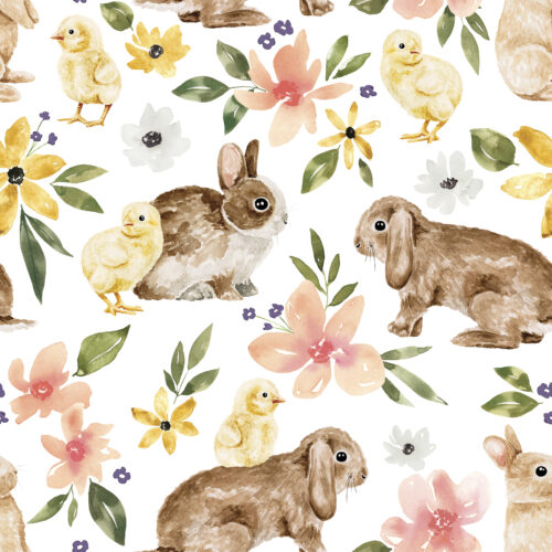 Floral Easter Bunnies and Chicks