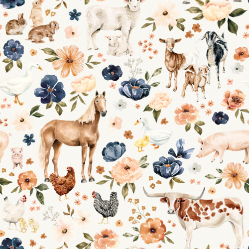 CR FarmandMeadow FarmAnimal Floral Cream