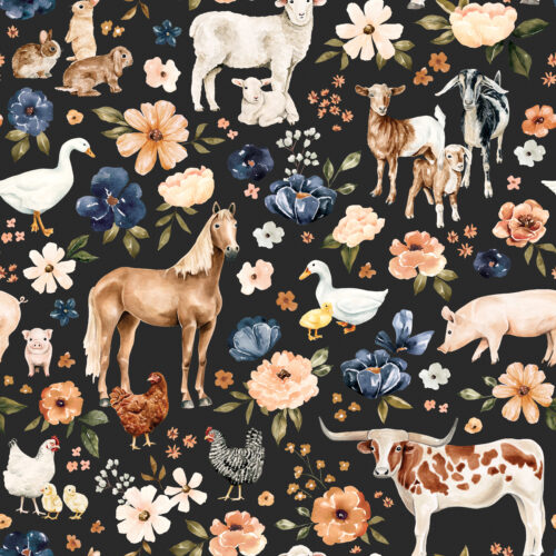 CR FarmandMeadow FarmAnimal Floral DarkGray