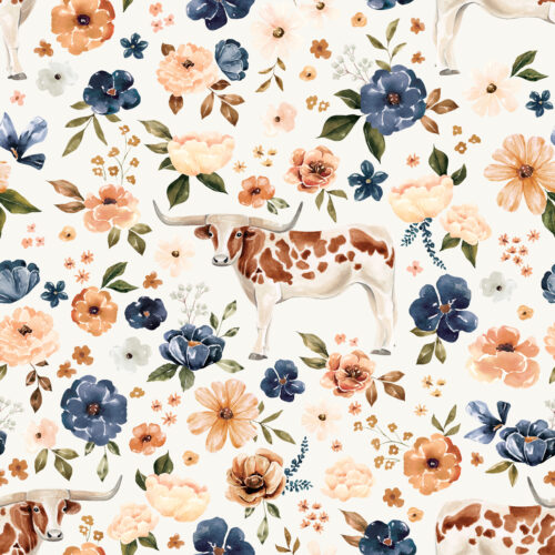 CR FarmandMeadow TexasLonghornCow Floral