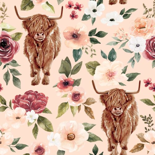 Felicity Highlandcowfloral Pink