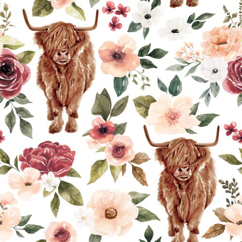 Felicity Highlandcowfloral White