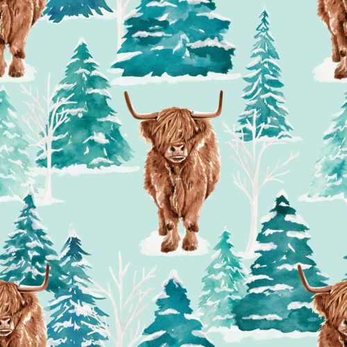 ForestandFrost HighlandCowForest Blue