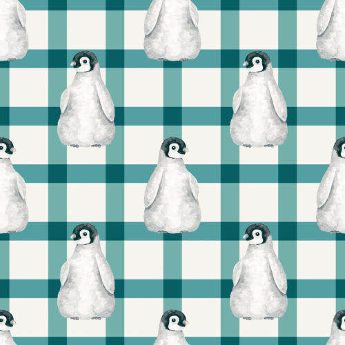 ForestandFrost Penguin Plaid TealCream