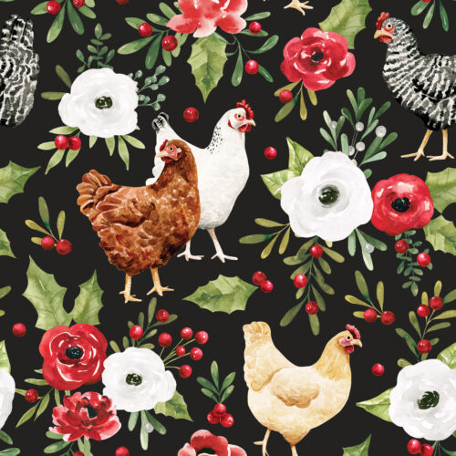 HollyandPine ChickenFloral Black