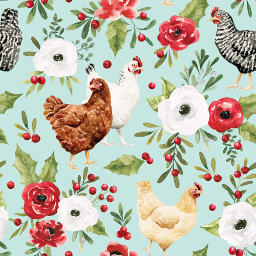 HollyandPine ChickenFloral Blue