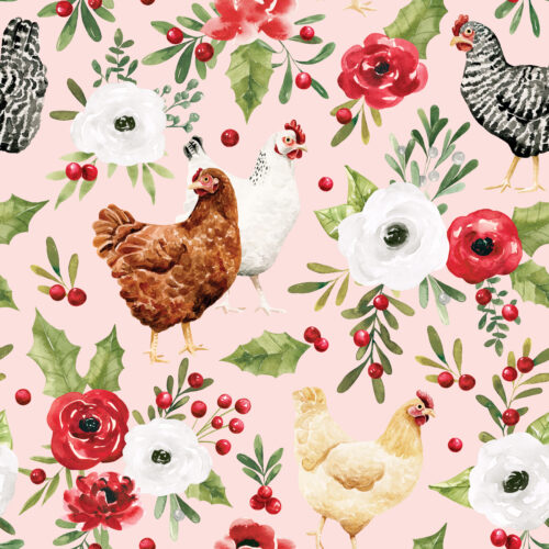 HollyandPine ChickenFloral Pink