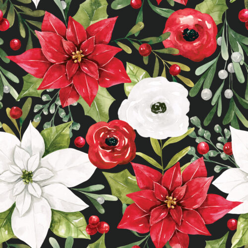 HollyandPine Poinsettias Black