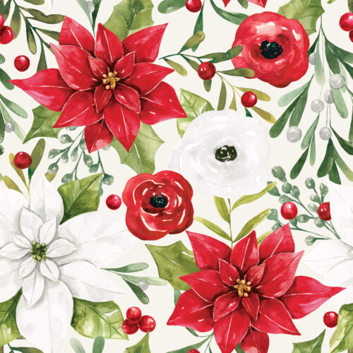 HollyandPine Poinsettias Cream
