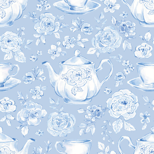 Blue Tea Set Floral Blue