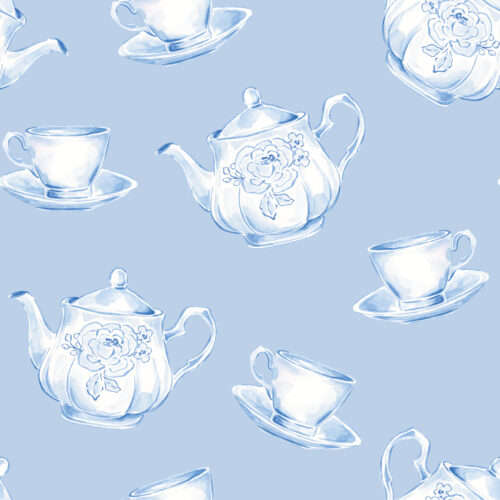Blue Tea Set Toss Blue