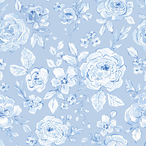 Blue Toile Floral Blue