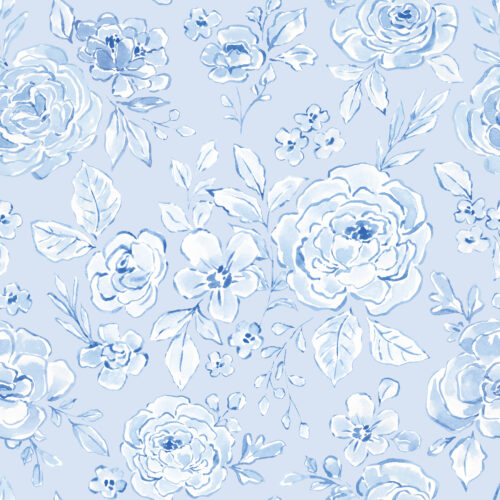 Blue Toile Floral Light Blue