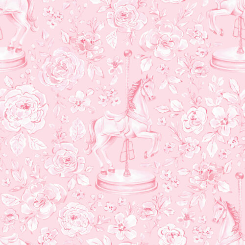 Pink Carousel Horse Floral Light Pink