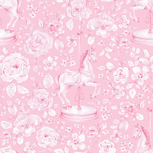 Pink Carousel Horse Floral Pink