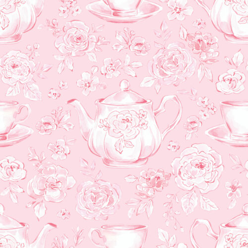 Pink Tea Set Floral Light Pink