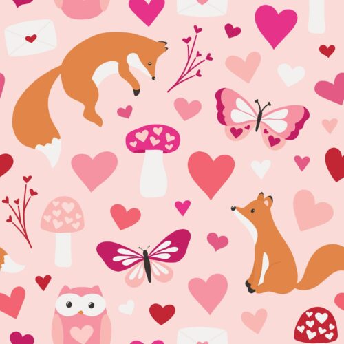Love Doodles Foxes Pink