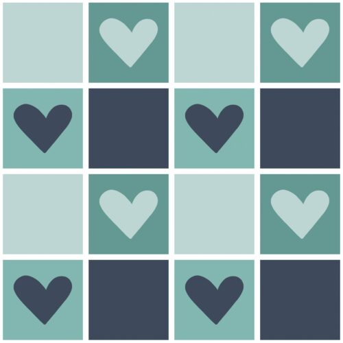 Love Doodles Heartblocks Blue