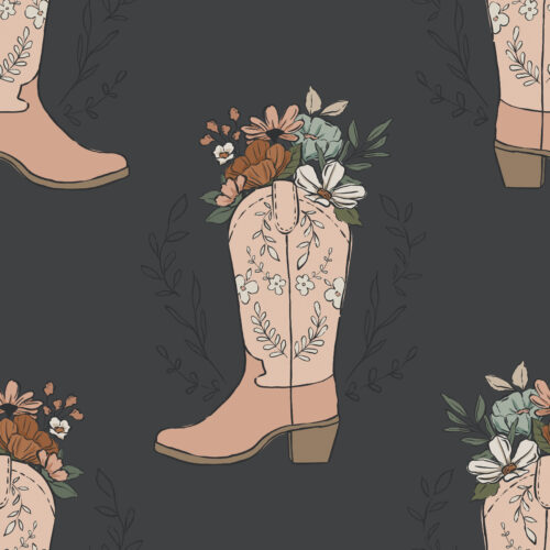 CowgirlBoot Floral DarkGray