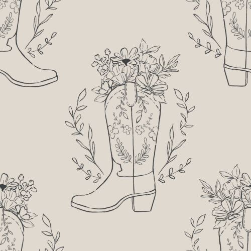 Floral CowgirlBoot Drawing