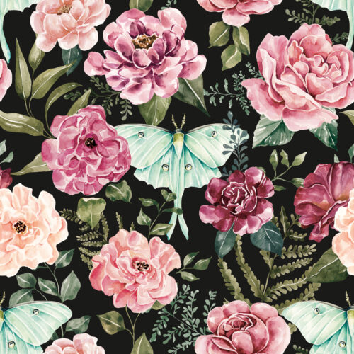 CR MoonlitHollow LunaMoth Floral Dark