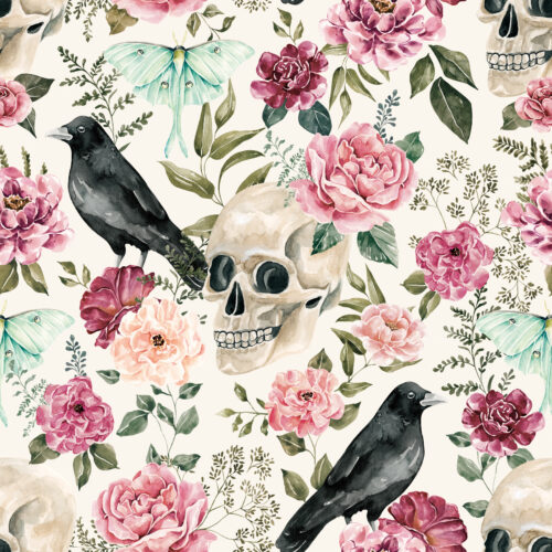 CR MoonlitHollow Skull Floral Light