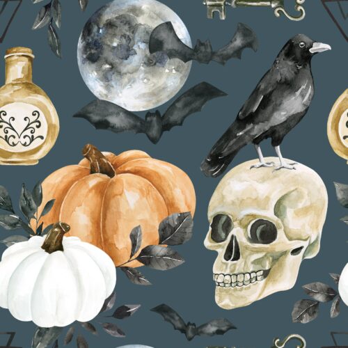 October Moon Halloween Icons Blue