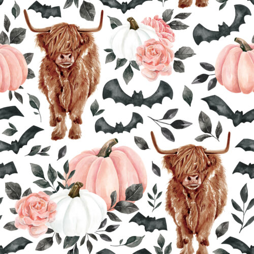 OctoberMoon SpookyCowFloral White