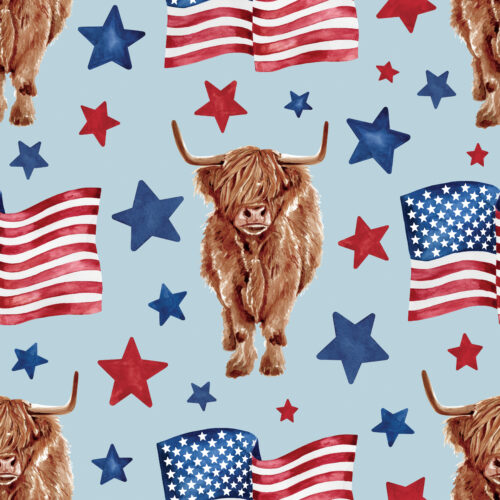Cate&Rainn AmericanFlag Cow Blue 6x6