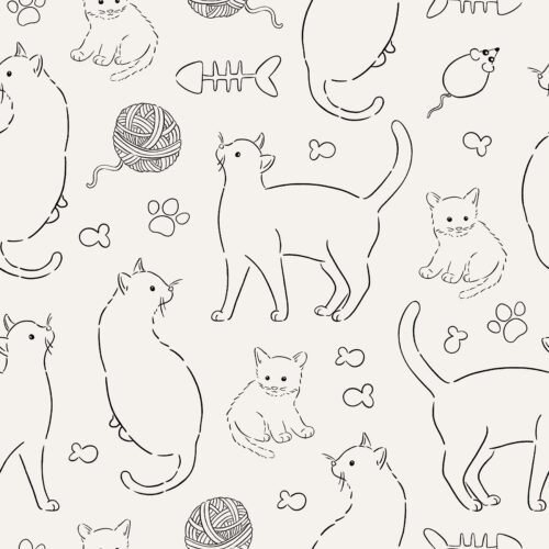 CR PetShop Sketched Cats BlackCream