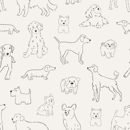 CR PetShop Sketched Dogs BlackCream