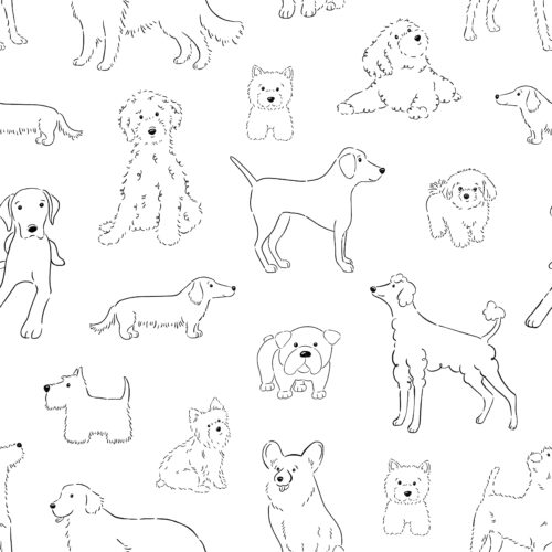 CR PetShop Sketched Dogs BlackWhite