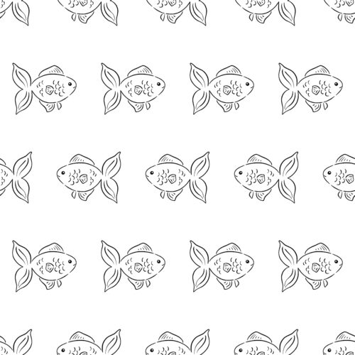 CR PetShop Sketched Goldfish BlackWhite