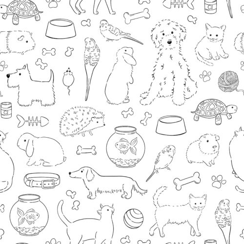 CR PetShop Sketched Pets BlackWhite