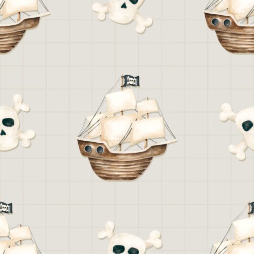 Pirates Ahoy Jollyroger Taupe