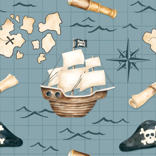 Pirates Ahoy Nautical Blue