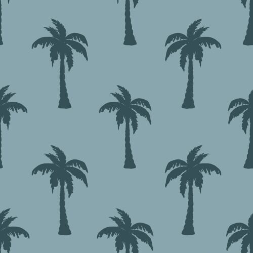 Pirates Ahoy Palmtree Silhouette Blue