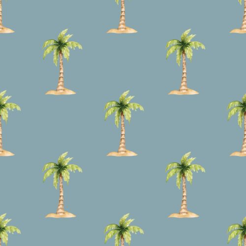 Pirates Ahoy Palmtrees Island Blue