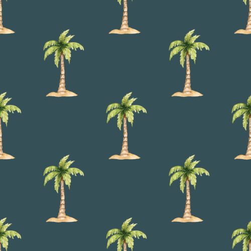 Pirates Ahoy Palmtrees Island Darkblue