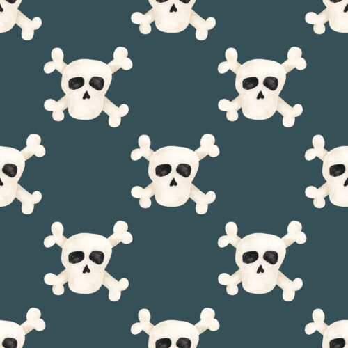 Pirates Ahoy Skulls Darkblue