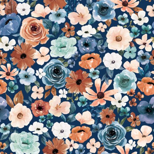 Rust and Royal Floral Blue