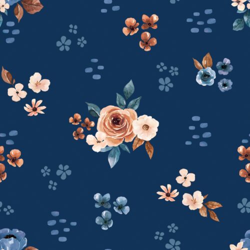 Rust and Royal Floral Royalblue