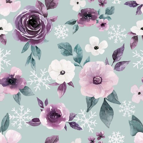 Sugar Plum Christmas Snowflakefloral Blue
