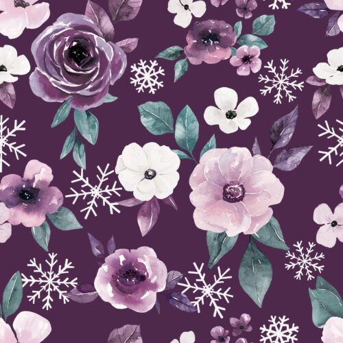 Sugar Plum Christmas Snowflakefloral Dkpurple