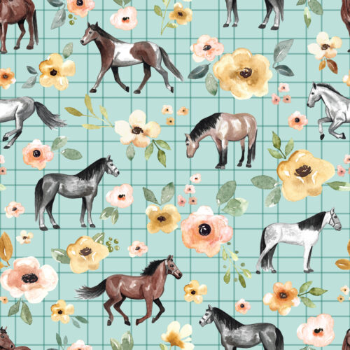 Horses PinStripe Blue