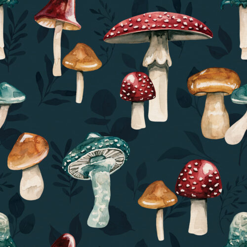 WildWood MushroomForest NavyBlue